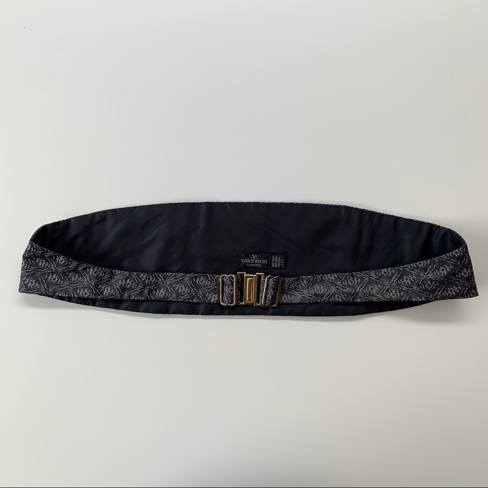 Valentino Gray Pattern Mens Cummerbund - Picture 2 of 6